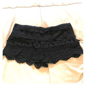 Black crochet shorts